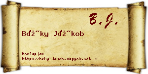 Béky Jákob névjegykártya